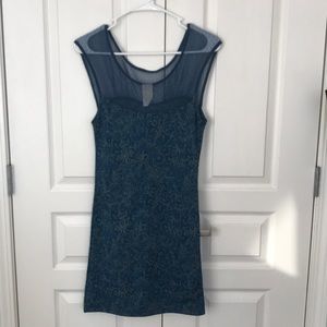 Blue and Metallic Gold Free People Dress